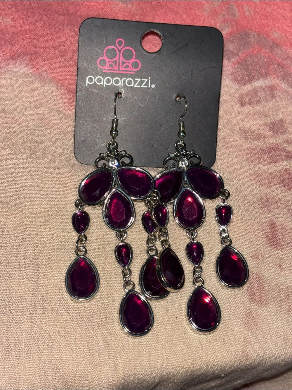 paparazzi Deep Plum Teardrop Chandelier Earrings